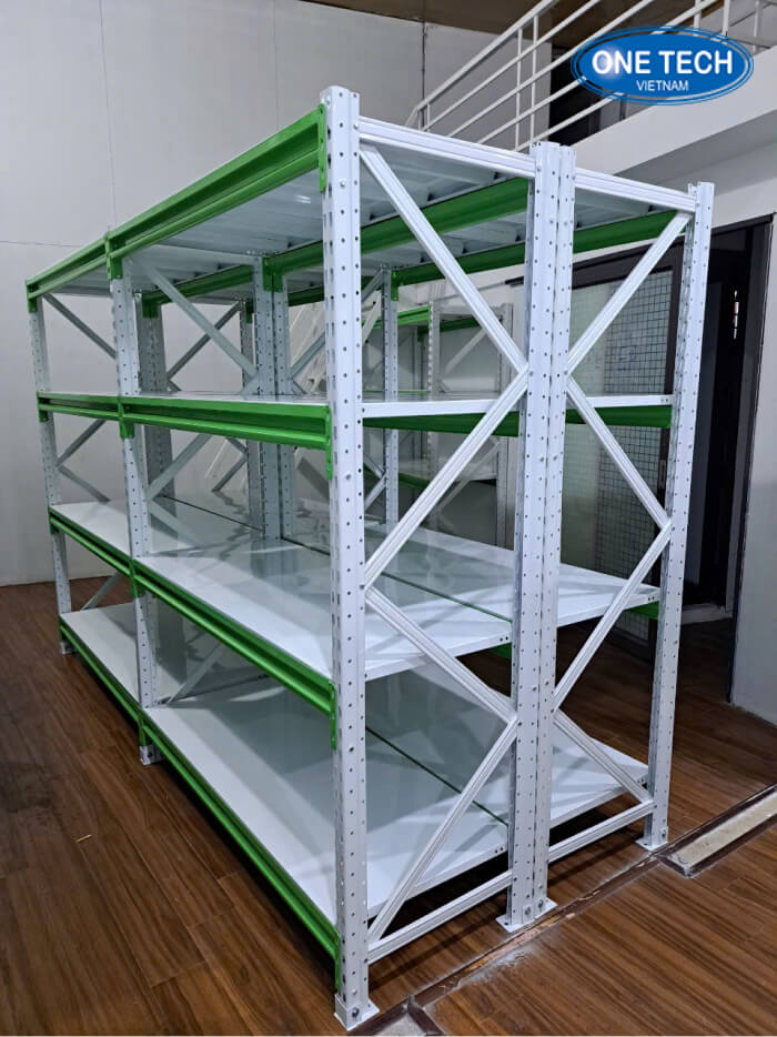 Kệ trung tải phối màu xanh trắng