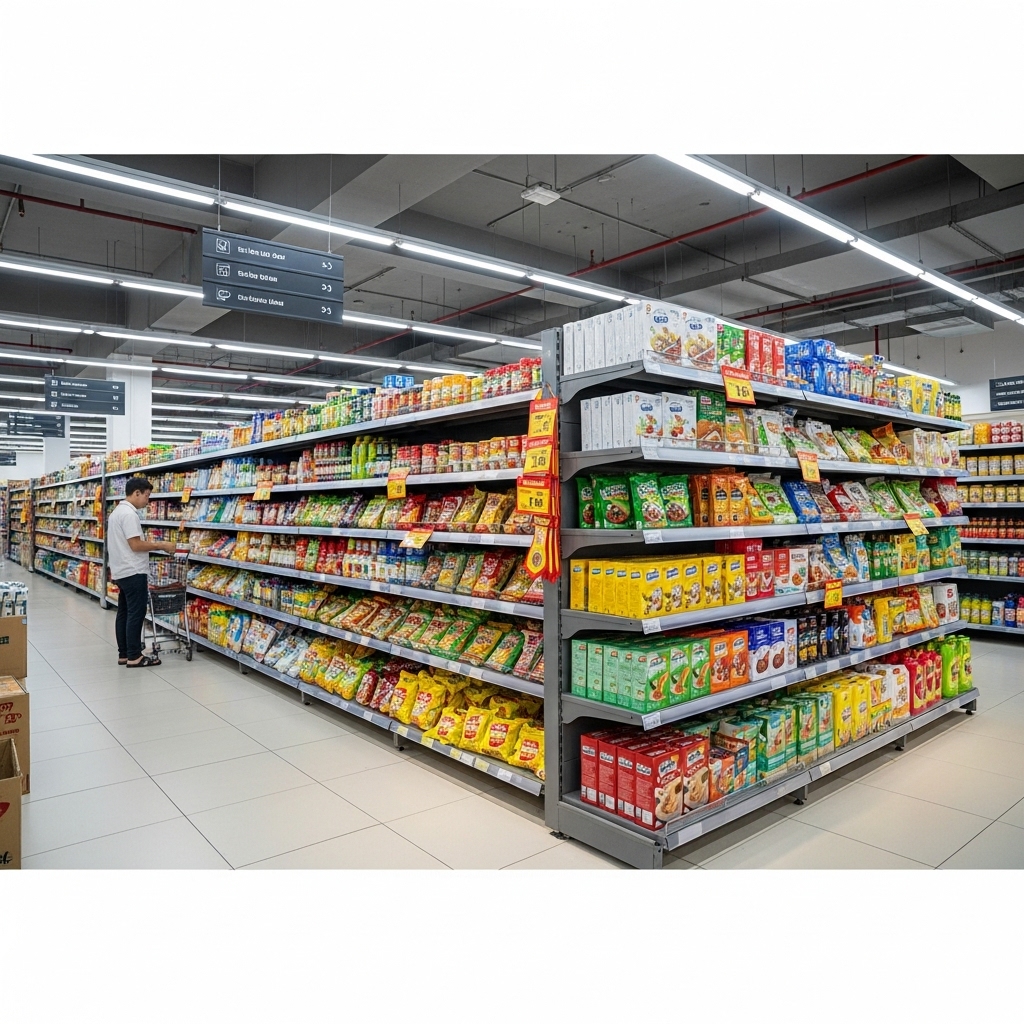 1. Tổng quan về Kệ siêu thị An Giang và vai trò trong kinh doanh