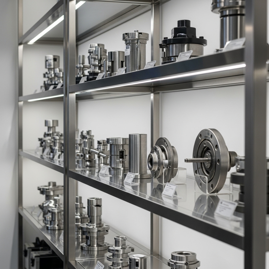 Lợi ích khi sử dụng kệ trưng bày máy móc chuyên dụng Không gian showroom máy móc chuyên nghiệp với hệ kệ đồng bộ