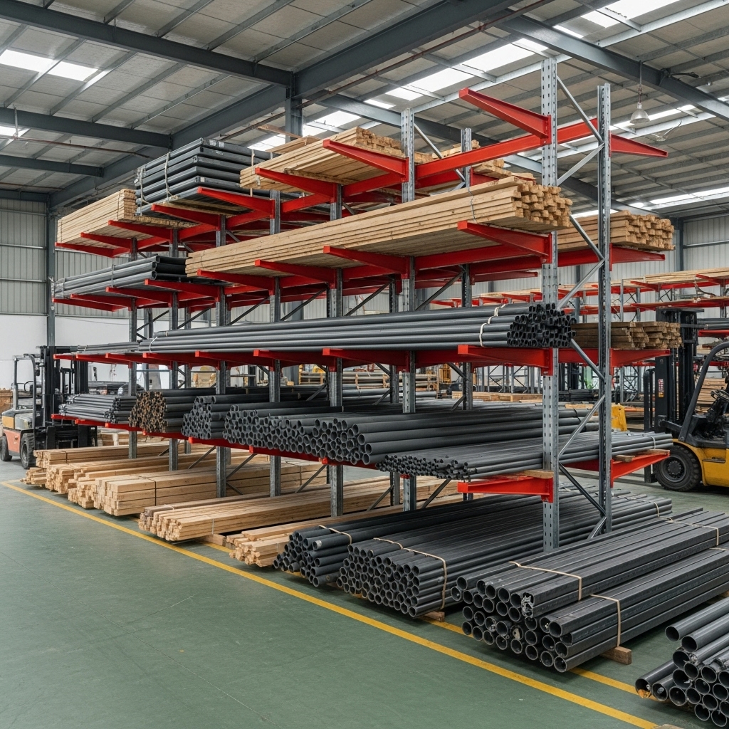 Ứng dụng thực tế kệ tay đỡ trong kho vật liệu tại An Giang