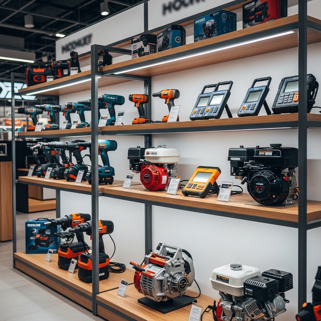 Ứng dụng đa dạng của kệ trưng bày máy móc Ứng dụng kệ trưng bày máy móc trong showroom và kho hàng