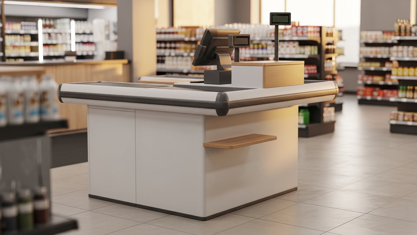 Kích thước tiêu chuẩn bàn thu ngân siêu thị mini tại An Giang