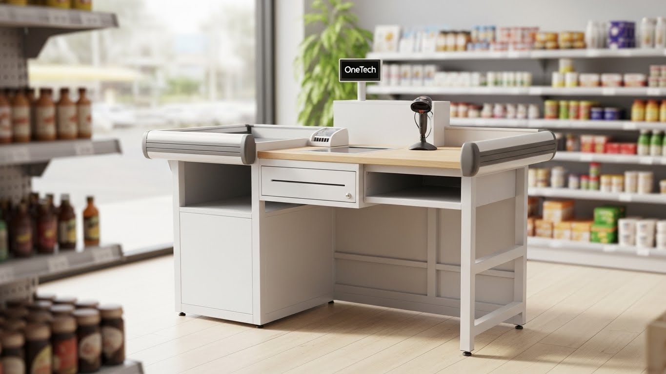 Bàn thu ngân đơn giản cho cửa hàng tạp hóa nhỏ tại An Giang