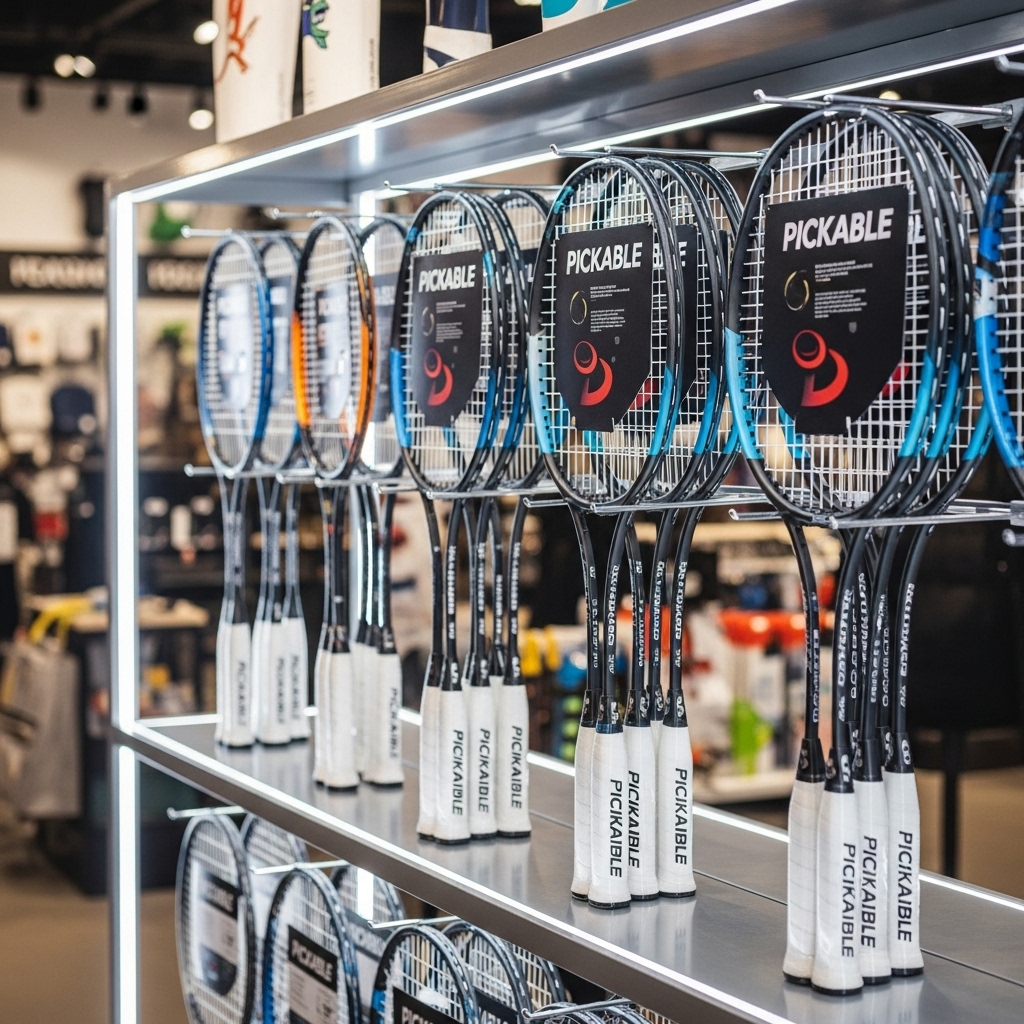 Ánh sáng và màu sắc kệ giúp vợt Pickable nổi bật Bố trí ánh sáng cho khu kệ trưng bày vợt Pickable