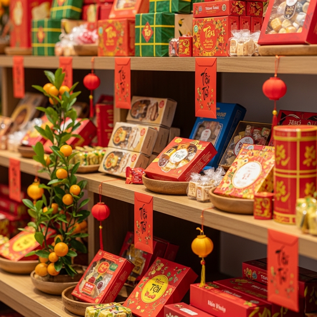 Sắp xếp bánh kẹo gọn gàng khoa học trên kệ siêu thị