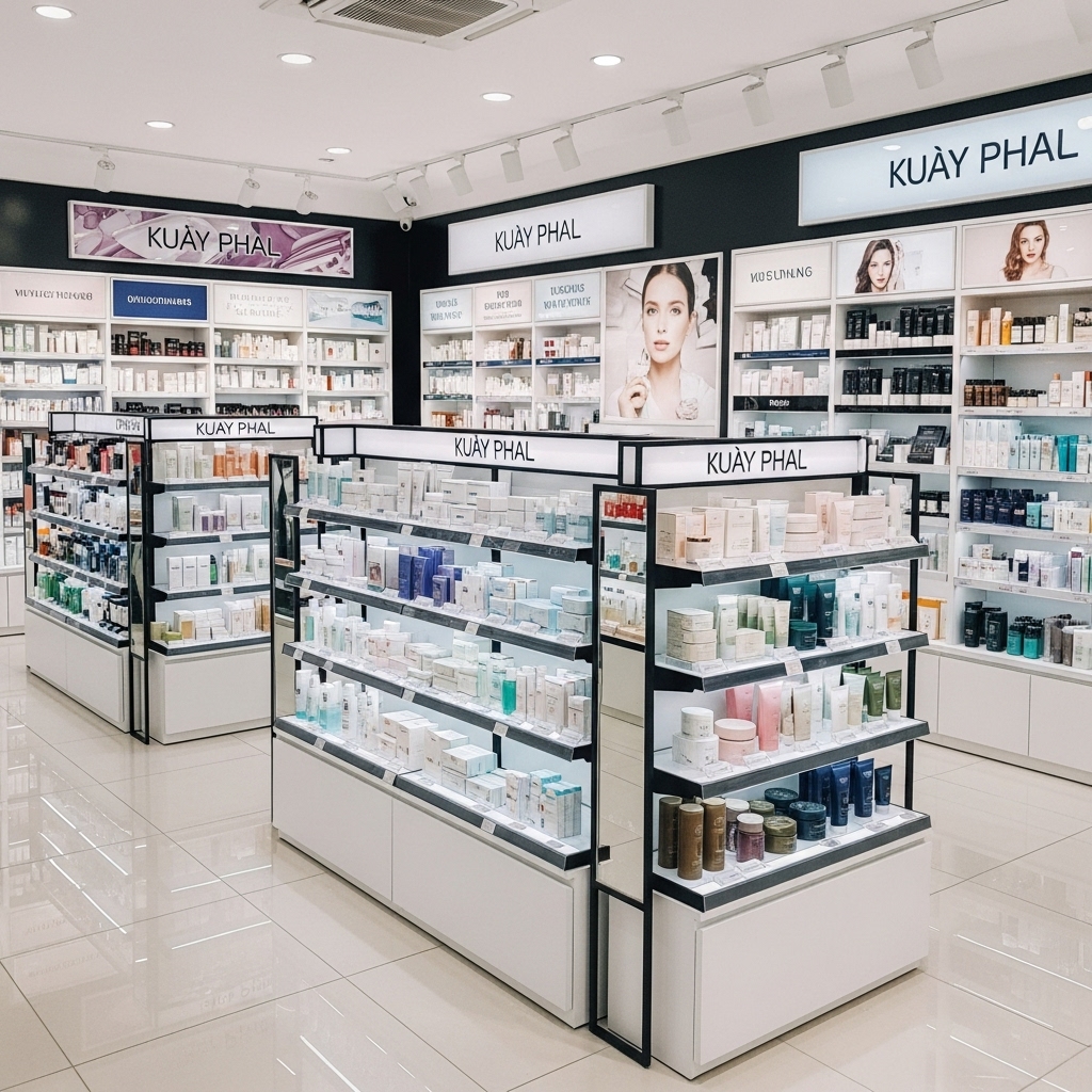 One Tech cung cấp giải pháp thiết kế và thi công kệ mỹ phẩm trọn gói Dự án thi công kệ trưng bày mỹ phẩm hoàn thiện bởi One Tech