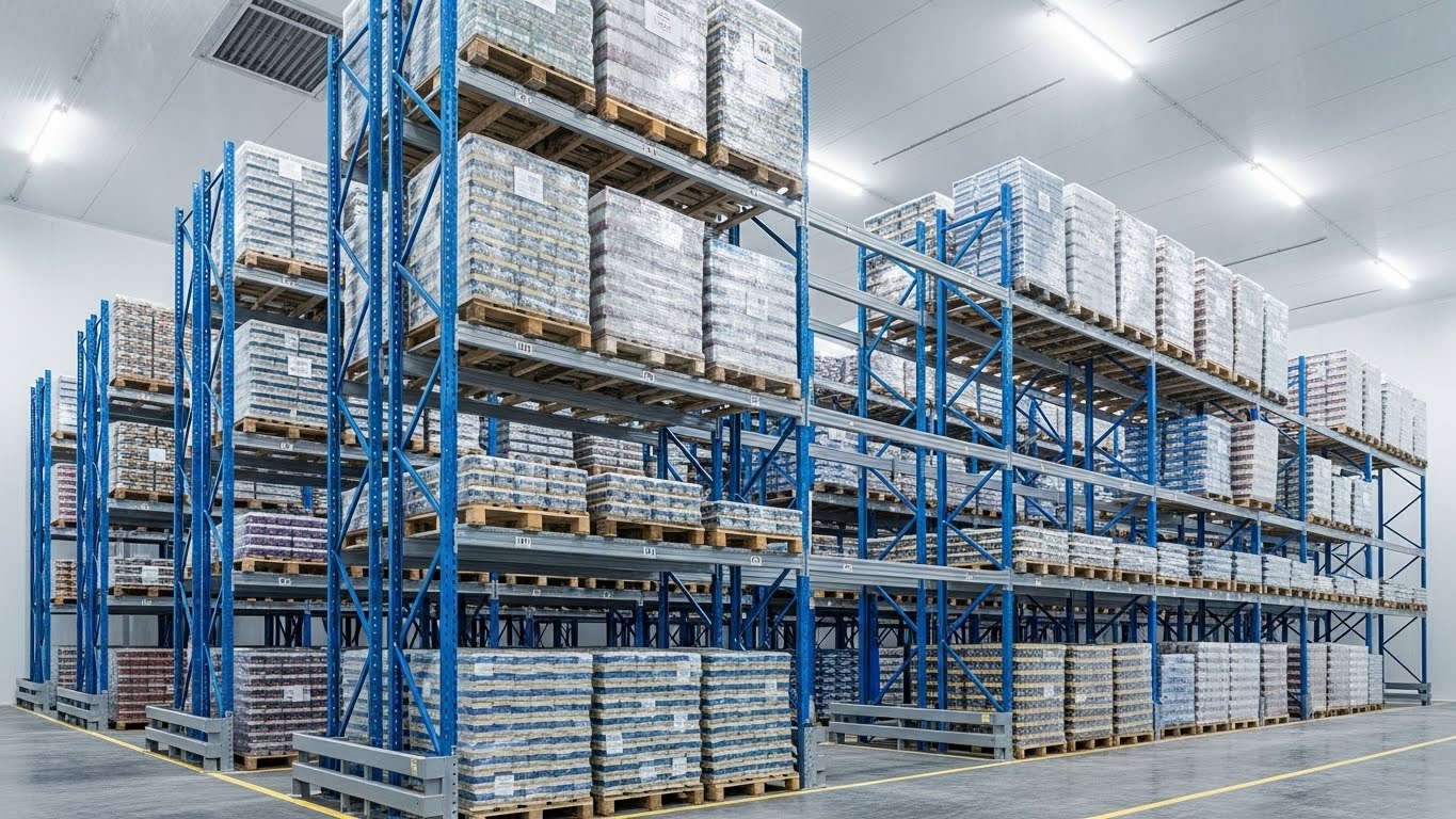 Kệ Drive In tối ưu không gian kho lạnh thủy sản Kệ Drive In trong kho lạnh thủy sản An Giang