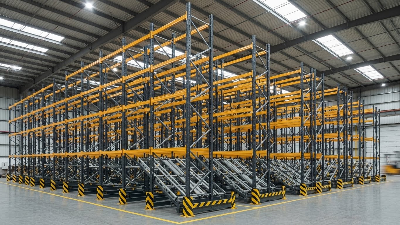 Kệ Push Back chứa pallet theo chiều sâu