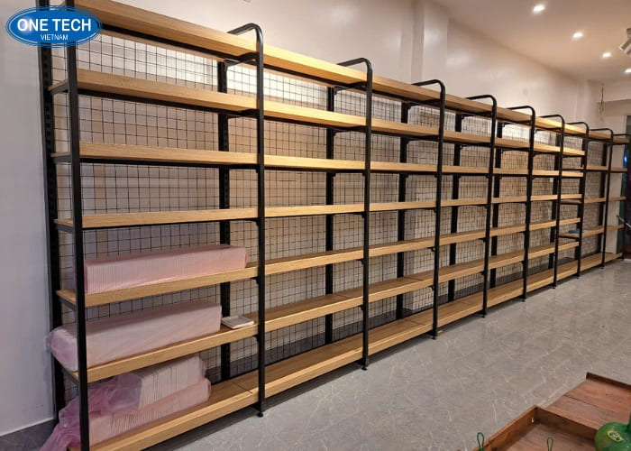 Kệ khung sắt mâm gỗ sang trọng