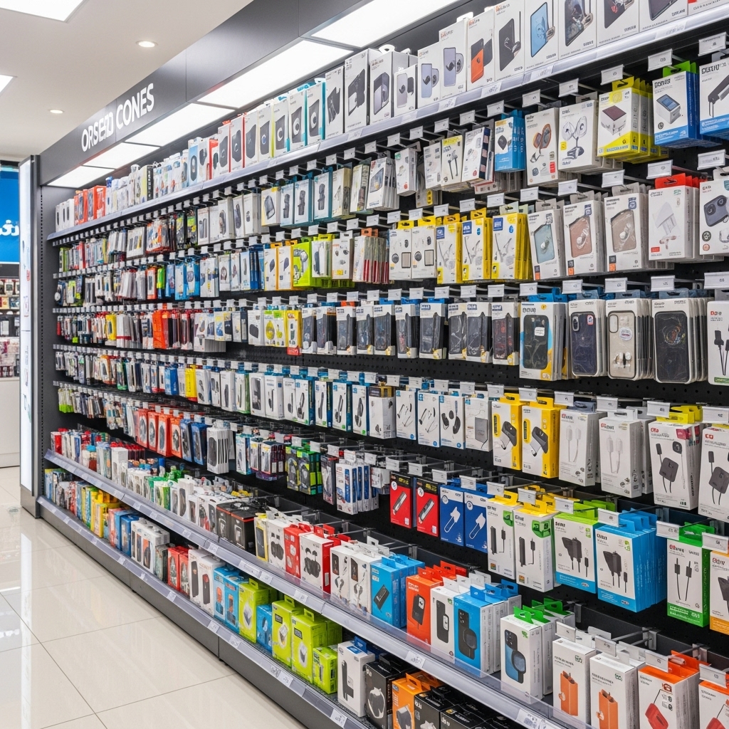 Kệ siêu thị đơn đôi chuyên dụng cho phụ kiện di động Kệ siêu thị trưng bày phụ kiện điện thoại