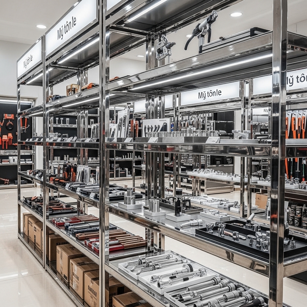 Kệ tôn đục lỗ trưng bày thiết bị điện máy