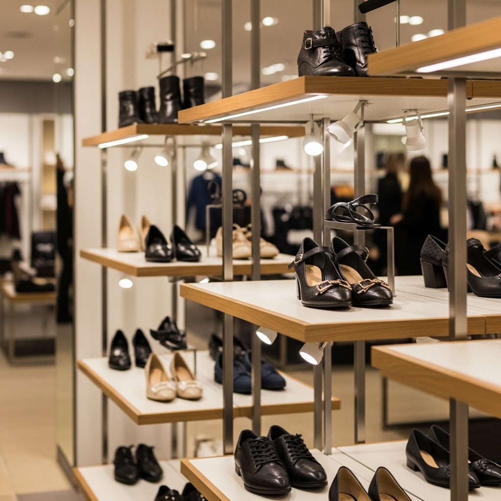 Không gian shop giày với hệ kệ trưng bày chuyên nghiệp
