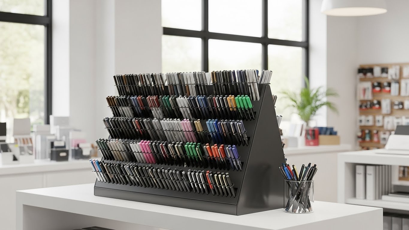 Kệ trưng bày bút OneTech Group cung cấp cho cửa hàng văn phòng phẩm