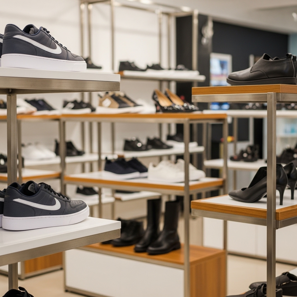 Hệ thống kệ trưng bày giày dép do One Tech Group cung cấp