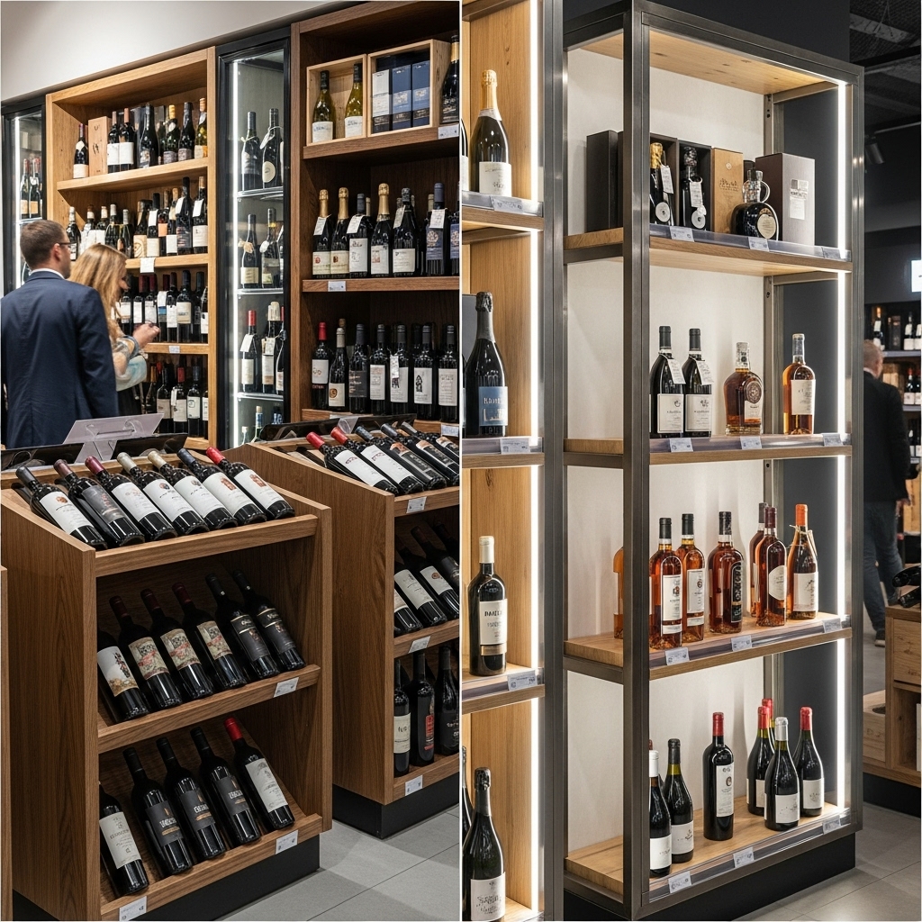 Phân loại Kệ trưng bày rượu theo cấu trúc và vật liệu Phân loại Kệ trưng bày rượu theo cấu trúc và vật liệu