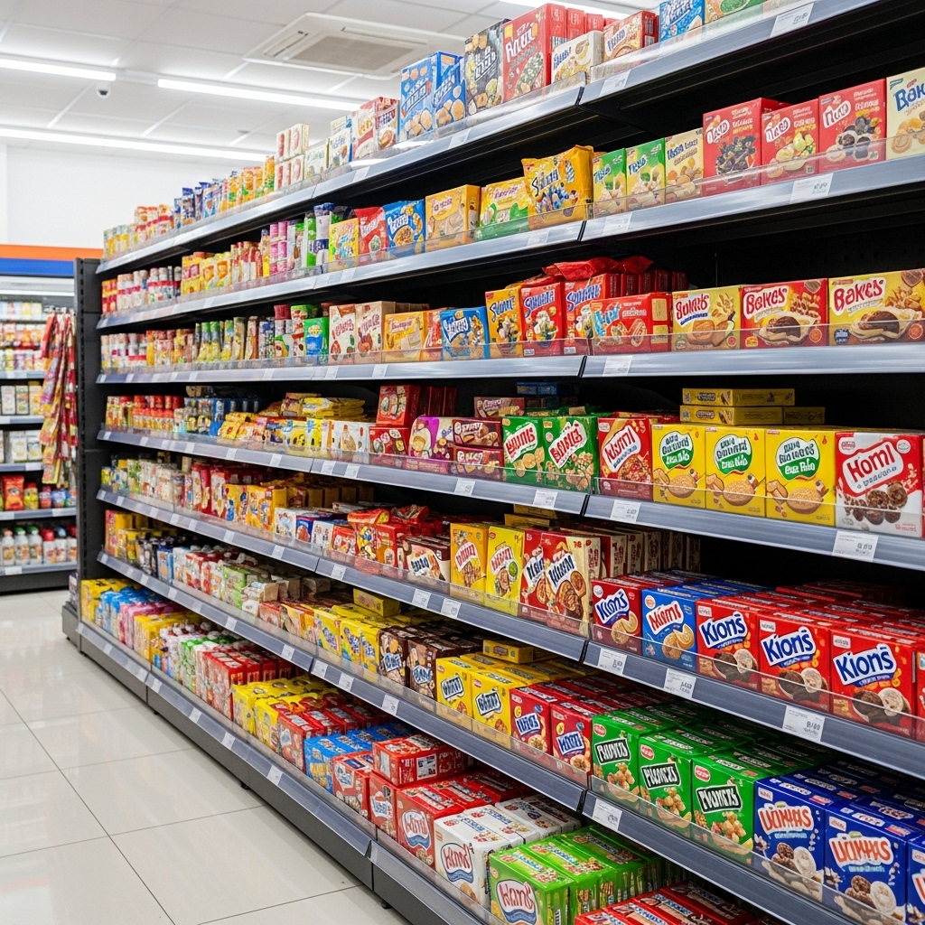 Chủ cửa hàng kiểm tra độ chắc chắn của kệ siêu thị