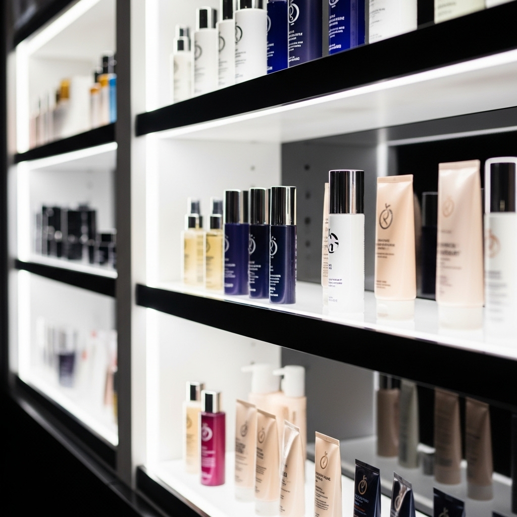 Hệ thống đèn LED giúp sản phẩm mỹ phẩm nổi bật và thu hút hơn Tủ trưng bày mỹ phẩm có đèn LED chiếu sáng lung linh