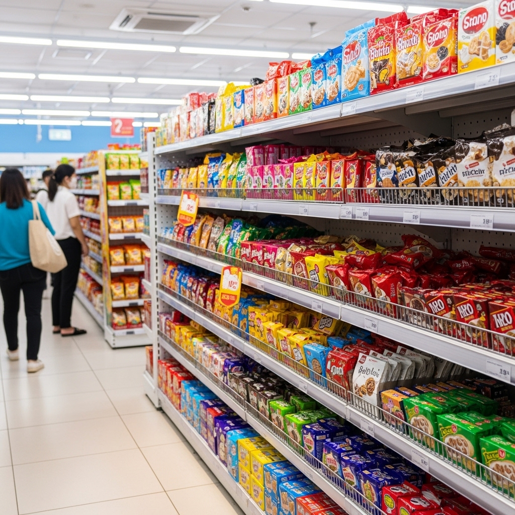 Kệ trưng bày giúp tối ưu không gian cửa hàng tạp hóa