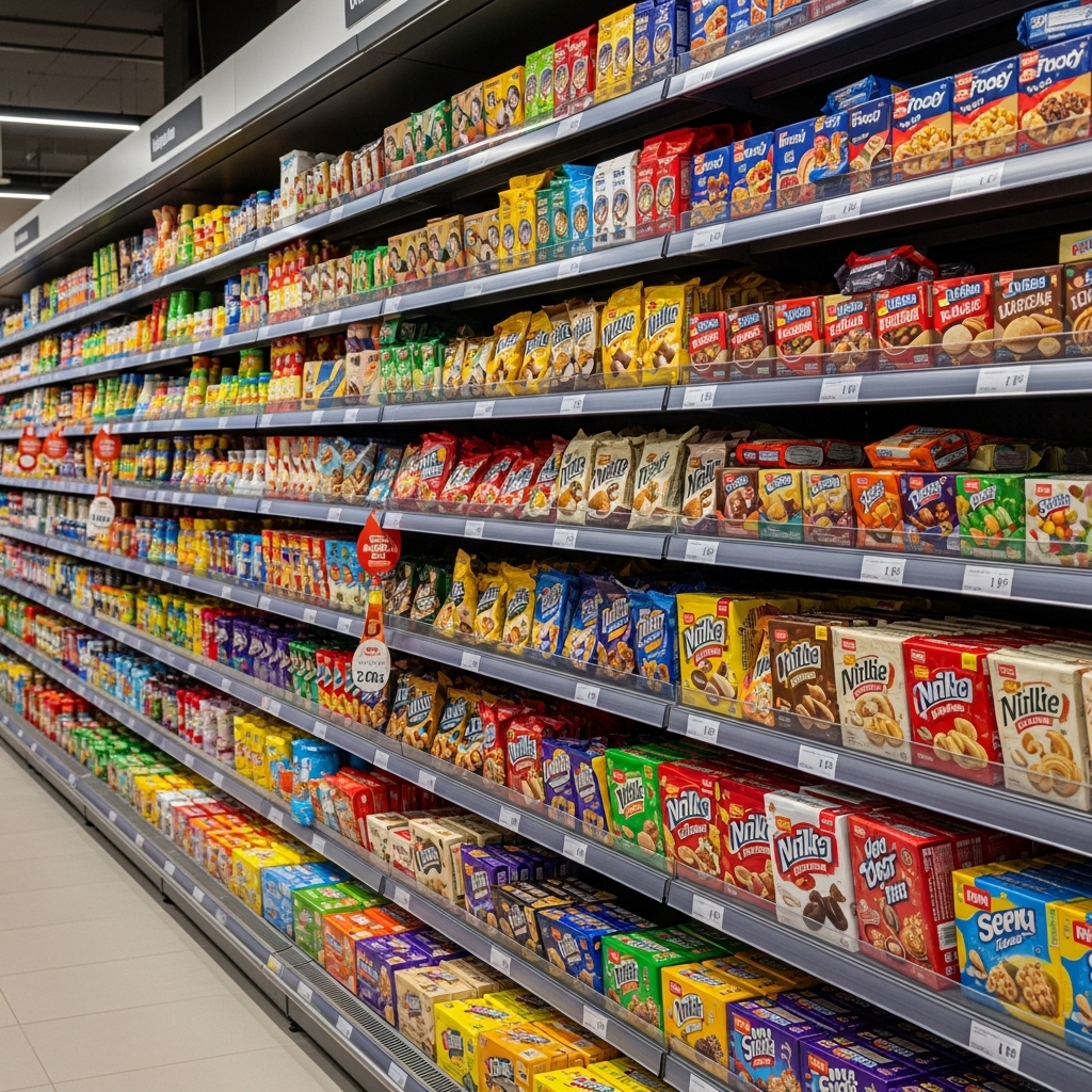 Kệ trưng bày hiện đại tích hợp đèn LED và bảng quảng cáo