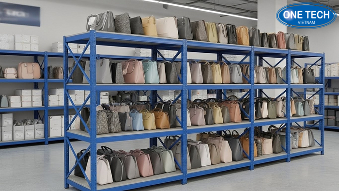 Mau ke trung bay tui xach thuc te tai kho Album mẫu kệ trưng bày túi xách thực tế tại kho Kệ siêu thị An Giang