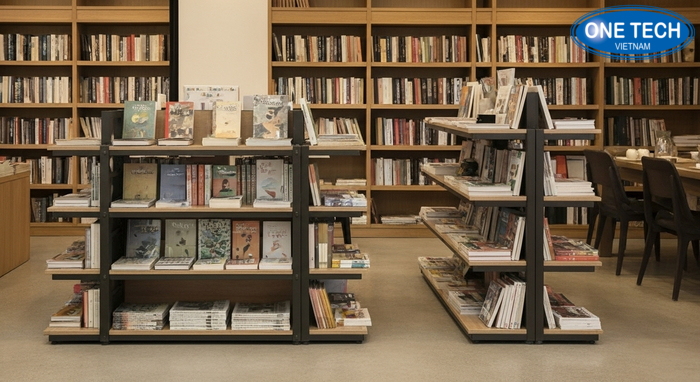 Biểu đồ minh họa các yếu tố ảnh hưởng giá kệ sách báo: chất liệu, kích thước, số tầng