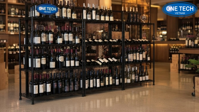 Mẫu kệ trưng bày rượu OneTech Bộ sưu tập các mẫu kệ trưng bày rượu tiêu biểu của OneTech dạng lưới ảnh