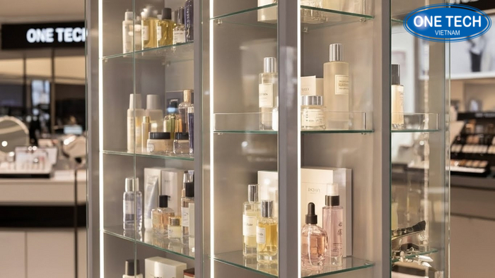 Can canh den led trong tu kinh lam noi san pham