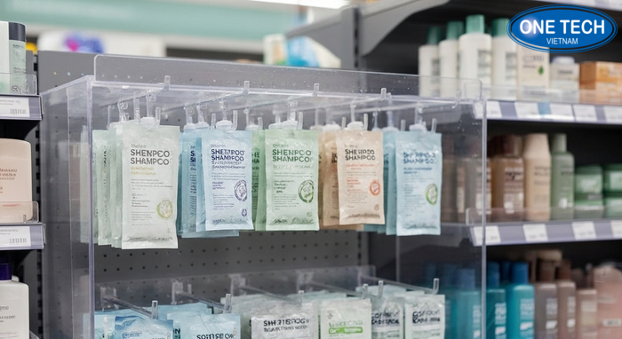 Kệ nhựa chống ẩm treo gói dầu gội dây phù hợp khu vực ẩm