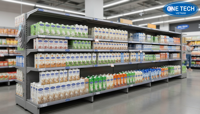 Kệ sữa có tấm chắn chống rơi sản phẩm
