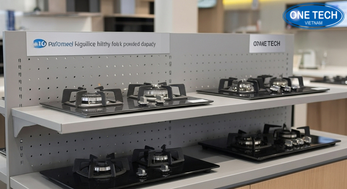 Kệ bếp gas lưng tôn đục lỗ Kệ tôn đục lỗ trưng bày bếp gas phong cách hiện đại