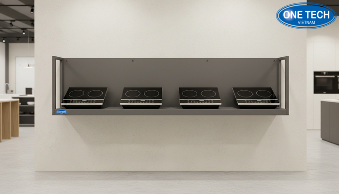 Kệ trưng bày bếp từ treo tường tiết kiệm diện tích