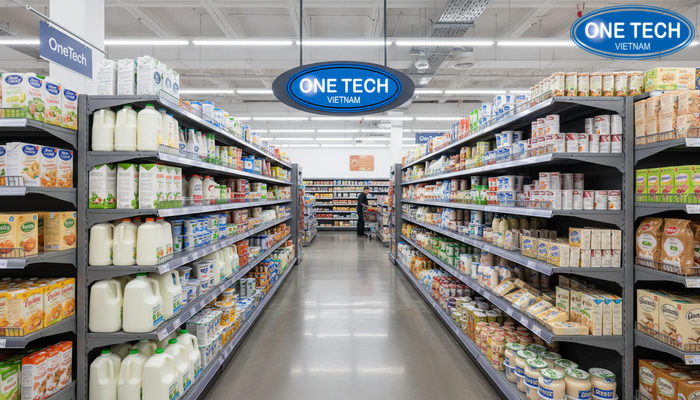 Tổng quan khu vực kệ trưng bày sữa trong cửa hàng