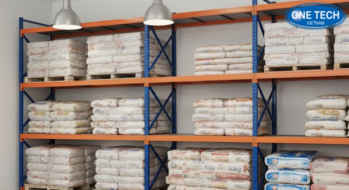 Kệ V lỗ để gạo chịu tải cho kho và đại lý Kệ V lỗ trong kho với nhãn phân khu theo loại gạo