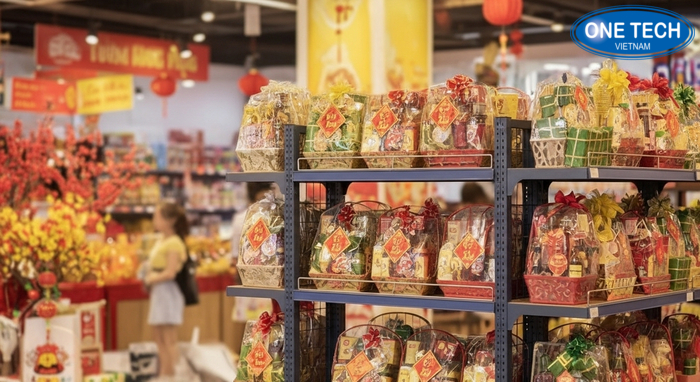 Kệ V lỗ trưng bày giỏ quà Tết Kệ V lỗ đa năng trưng bày giỏ quà Tết