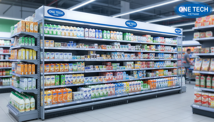 Minh họa kích thước kệ sữa tiêu chuẩn 1.2m x 0.4m x 2m