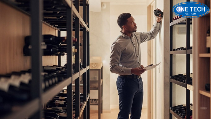 Form đo đạc để báo giá kệ rượu nhanh Mẫu form minh họa đo đạc vị trí đặt kệ trưng bày rượu gồm chiều dài, cao, sâu và vị trí ổ điện