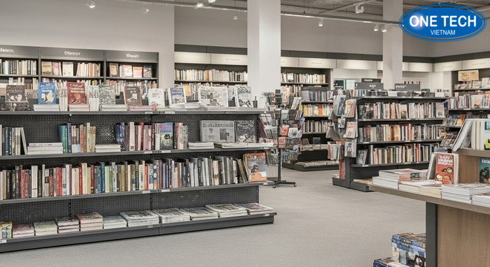 Sơ đồ gợi ý bố trí kệ sách báo trong cửa hàng để tối ưu lối đi