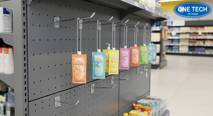 Thiết kế móc treo chắc giúp giữ gói dầu gội dây không rơi