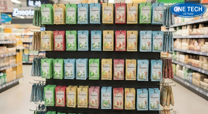 Trưng bày gói dầu gội dây gọn gàng giúp tăng trải nghiệm chọn mua