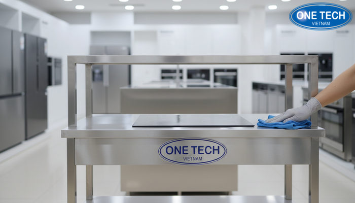 Minh họa vệ sinh kệ inox đúng cách bằng khăn mềm