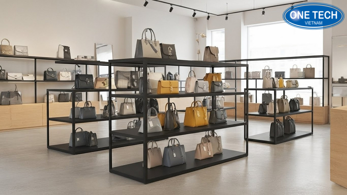 Video walkthrough layout ke trung bay tui xach Video walkthrough 10-15s layout kệ trưng bày túi xách mẫu