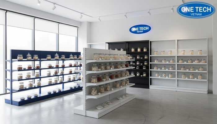 Màu sắc kệ trưng bày yến sào Bảng màu kệ trưng bày yến sào dễ phối với không gian showroom