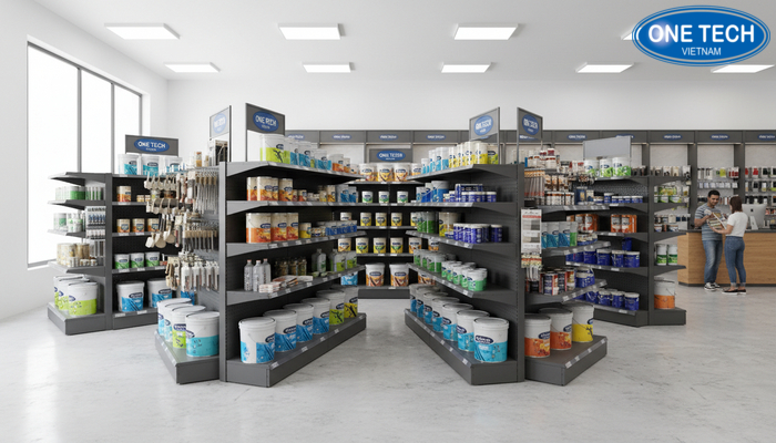 Bảng so sánh 6 mẫu kệ trưng bày sơn nước theo tải trọng, thẩm mỹ và ứng dụng