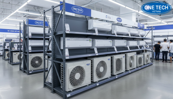 Bộ sưu tập kệ trưng bày điều hoà đa dạng chất liệu và kiểu dáng