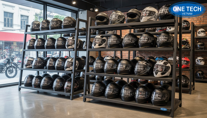 Kệ sắt 3 tầng đa năng trưng bày mũ bảo hiểm