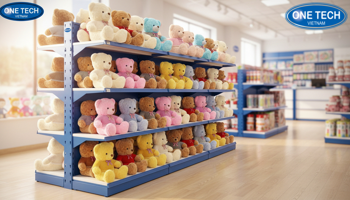 Kệ sắt thép lỗ giọt nước chắc chắn trưng bày gấu bông