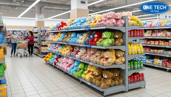 Kệ siêu thị đa năng nhiều tầng trưng bày gấu bông