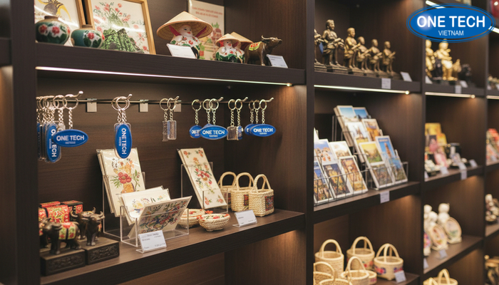 Tổng quan kệ trưng bày đồ lưu niệm Tổng quan kệ trưng bày đồ lưu niệm trong cửa hàng quà tặng