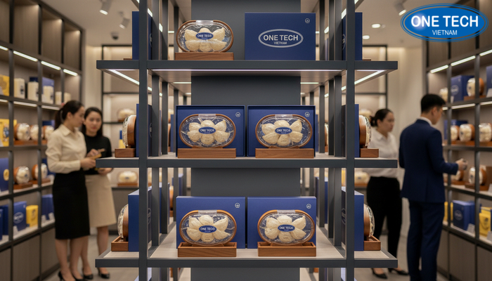 Kệ trung tâm showroom yến sào Kệ trung tâm showroom yến sào tạo điểm nhấn và tăng tương tác