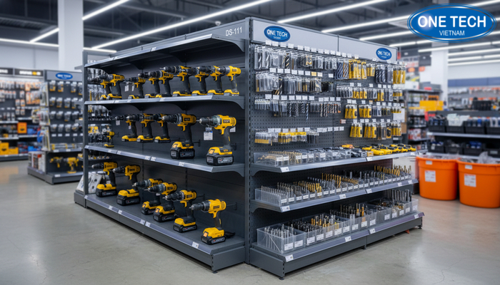 Kệ chuyên dụng DS-111 KHT-2000 Kệ chuyên dụng DS-111 và KHT-2000 cho khu trưng bày máy khoan